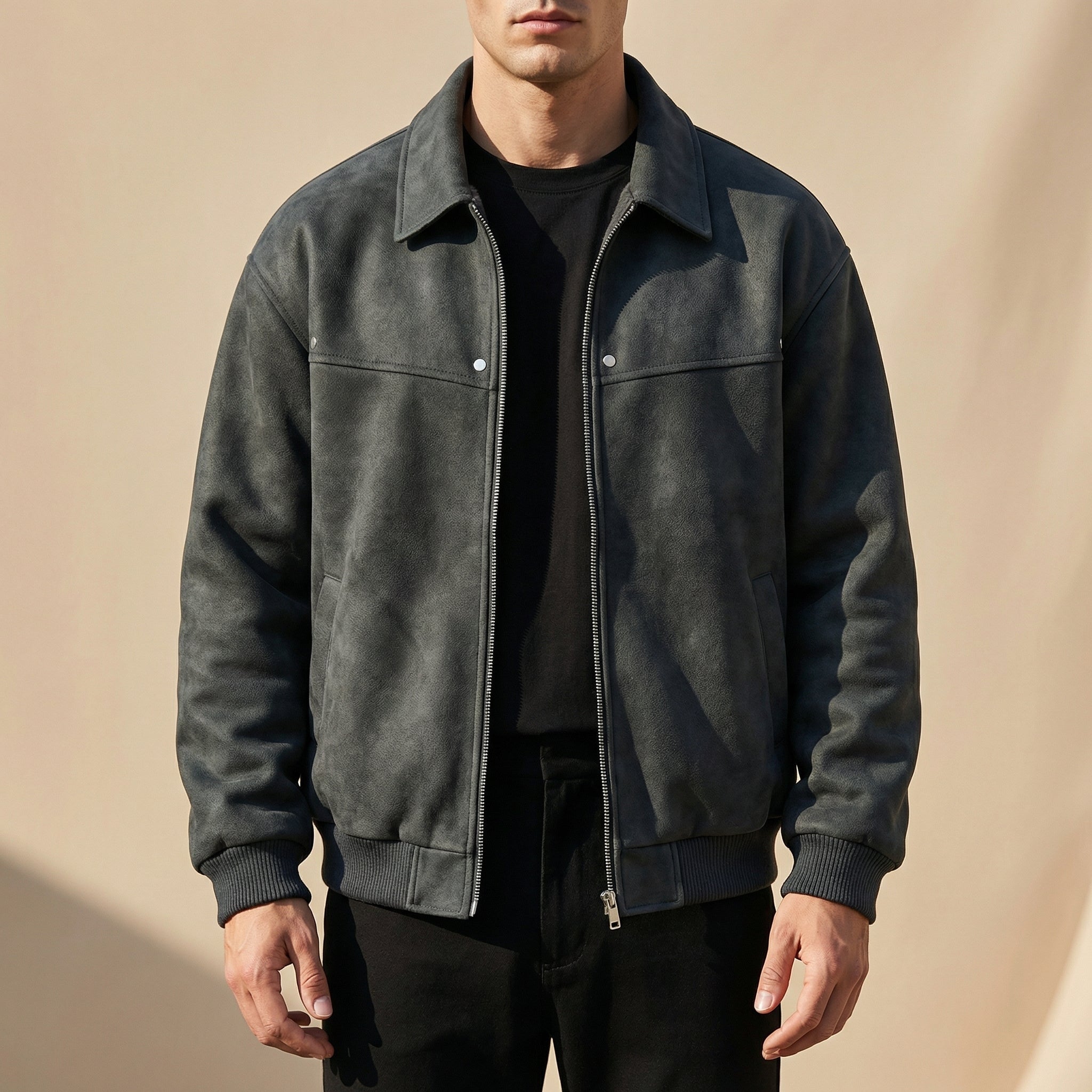 Jacob Suede-Look Bomber Jacket for Men