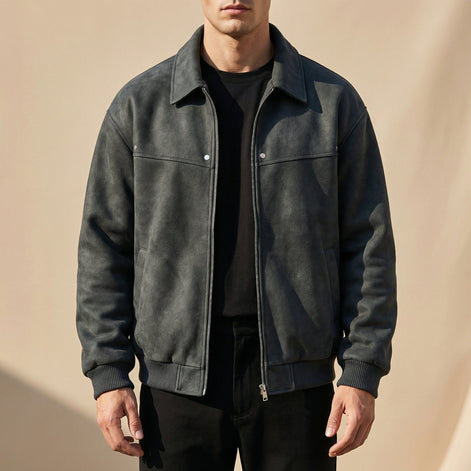 Jacob Suede-Look Bomber Jacket for Men