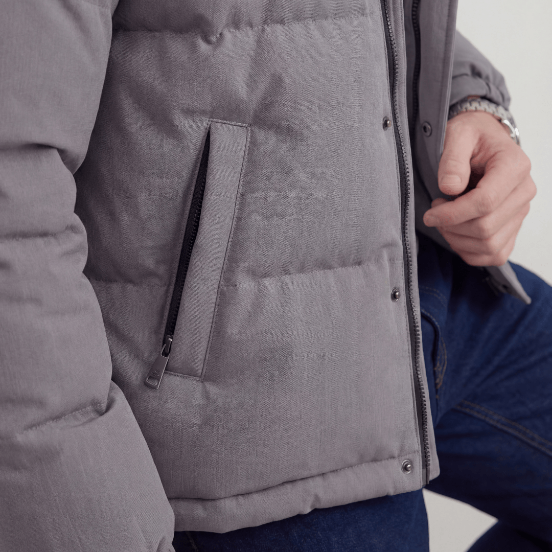 Hooded Puffer Jacket for Men with Adjustable Weatherproof Hood