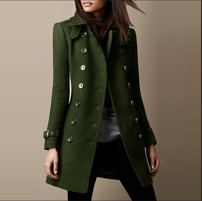 Janice Double-Breasted Mid-Length Winter Coat for Women