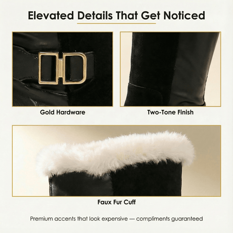 Velara Fleece-Lined Black Knee-High Winter Boots for Women