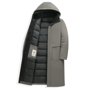 Padded Hooded Long Mens Coats with Drawstring Hem in Polyester