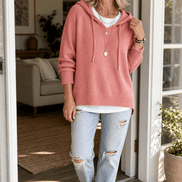 Women's Drawstring Hood Ribbed Knit Jumper