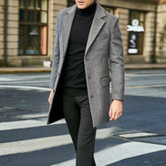 Keith Long Wool-Blend Mens Coats Single-Breasted Overcoat