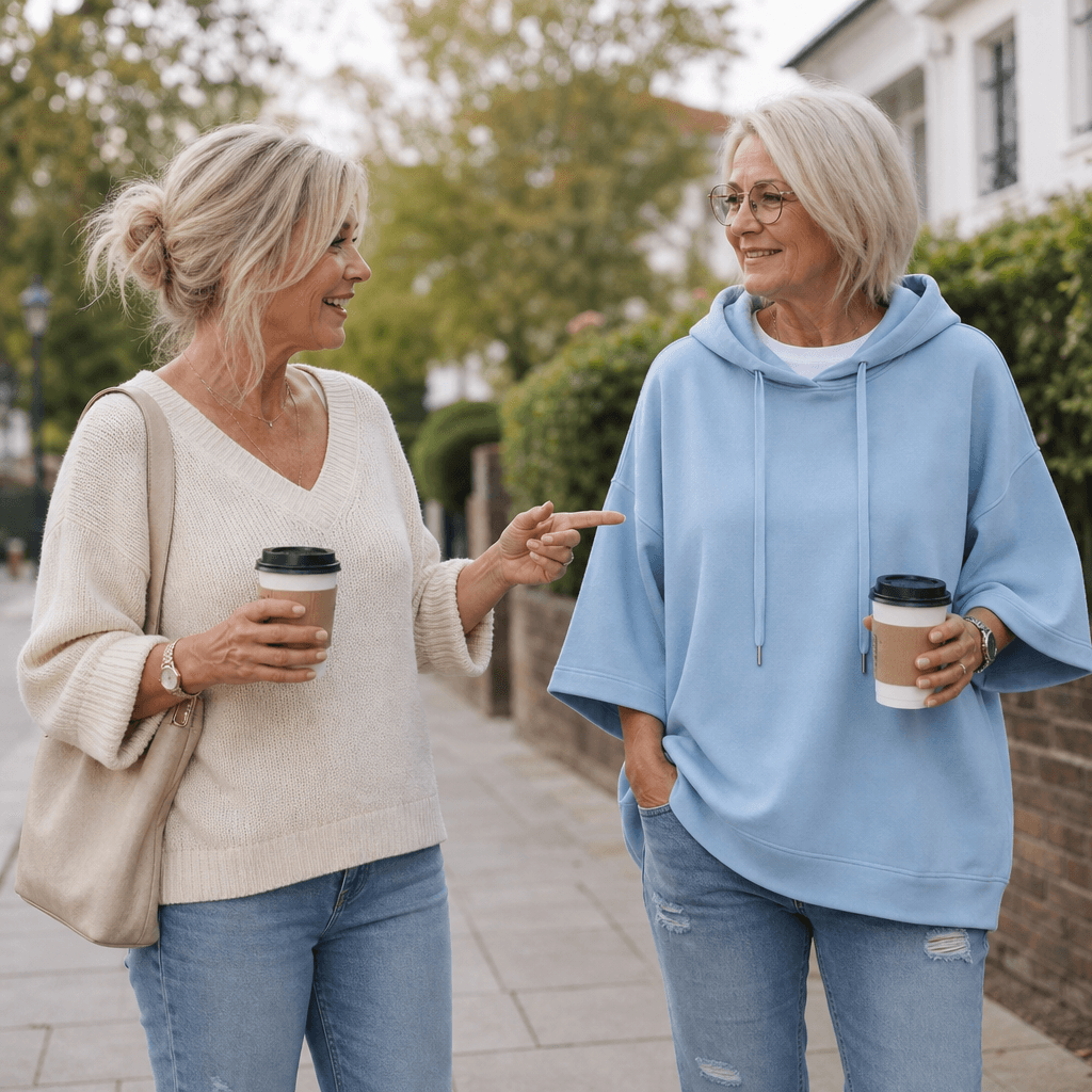 Oversized Wide-Sleeve Hooded Sweatshirt with Dropped Shoulders
