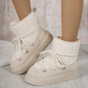Womens Faux Shearling Ankle Lace Up Winter Boots Platform Sole