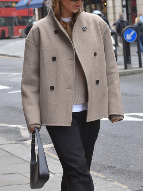Charlene Double Breasted Wool Blend Pea Coat for Women