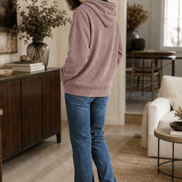 Women's Ribbed Corduroy-Look Hoodie with Front Pocket