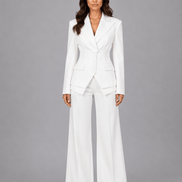 Cinched-Waist Blazer and Wide-Leg Trousers Two-Piece Co-ord Set