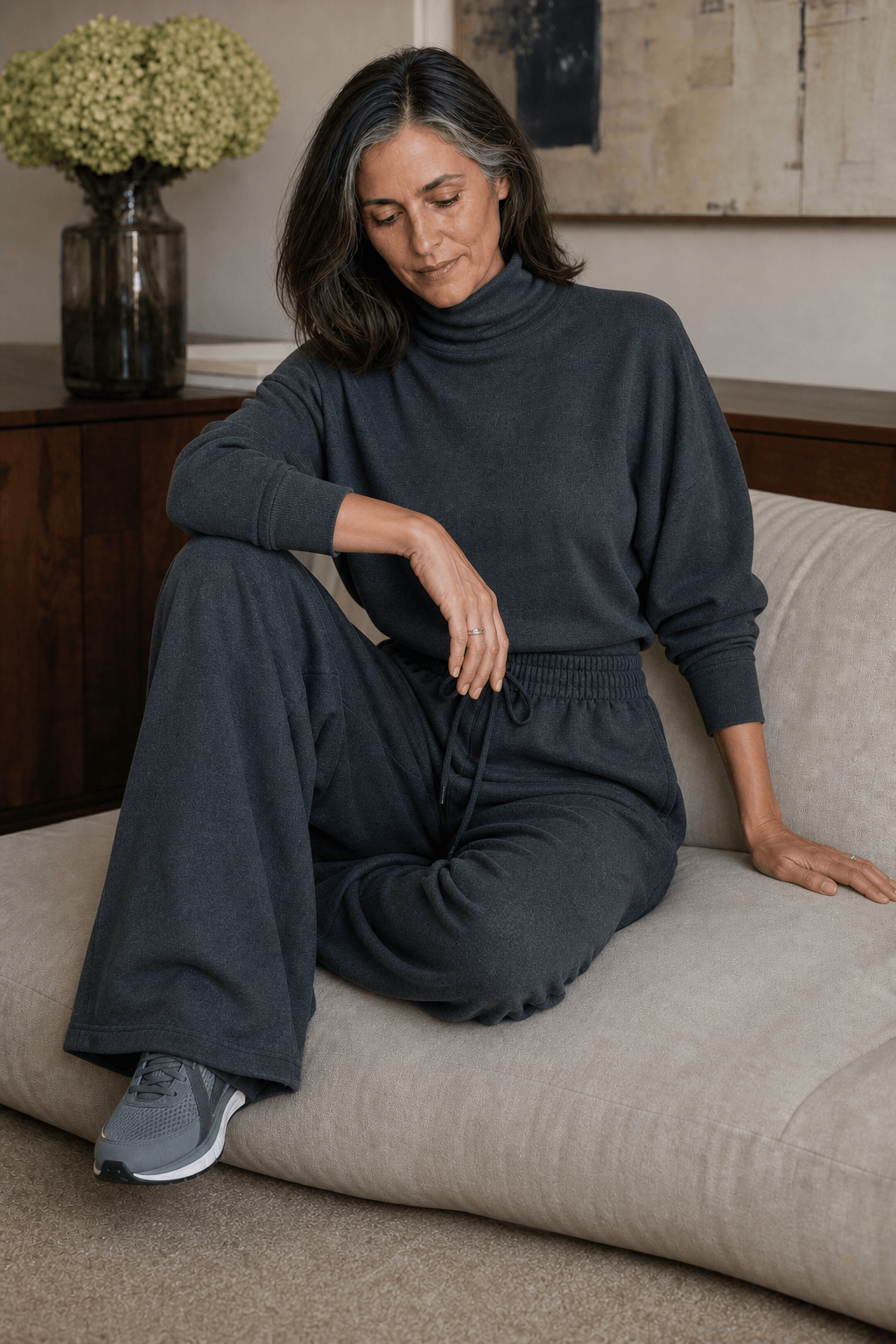 Women's Turtleneck Wide-Leg Trouser Co-Ord Set