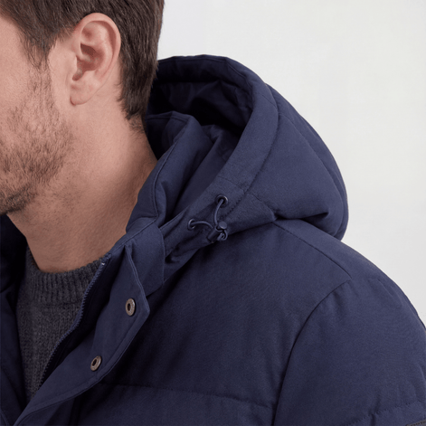 Hooded Puffer Jacket for Men with Adjustable Weatherproof Hood