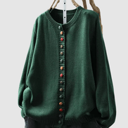 Button-Front Knitted Jumper Cardigan with Colourful Buttons