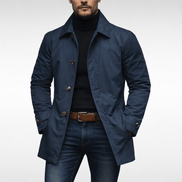 Men's Weather-Resistant Tailored Mac Coat with Quilted Lining