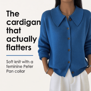 Collete Button-Front Women's Knitted Cardigan with Peter Pan Collar