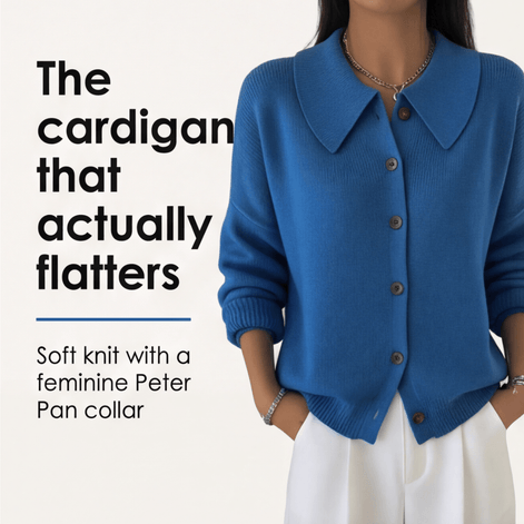 Collete Button-Front Women's Knitted Cardigan with Peter Pan Collar