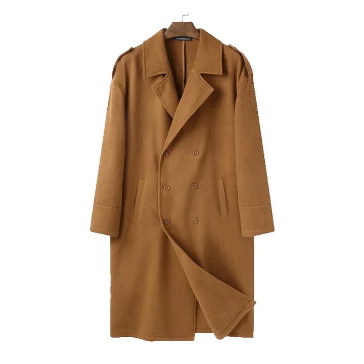 Preston Double-Breasted Long Wool-Blend Mens Coats Trench Style