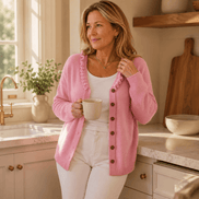Women's Ruffle Collar Wool-Blend Knitted Cardigan with Button Front