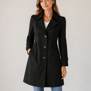 Women's Short Tailored Trench Coat with Button-Up Front and Belted Waist