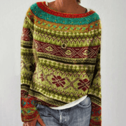 Women's Forest-Print Crew Neck Knitted Jumper