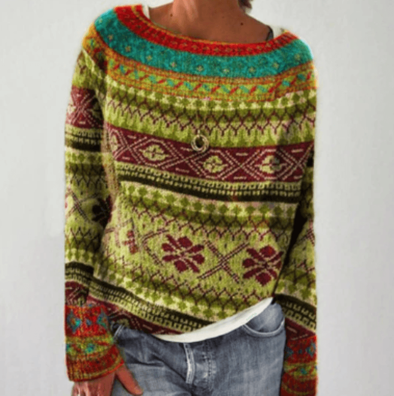 Women's Forest-Print Crew Neck Knitted Jumper