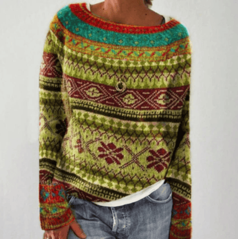 Women's Forest-Print Crew Neck Knitted Jumper