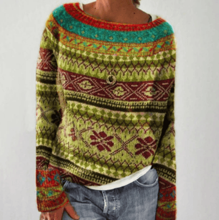 Women's Forest-Print Crew Neck Knitted Jumper