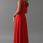 Satin Wrap Maxi Dress with Tie Waist for Christmas Party in Red