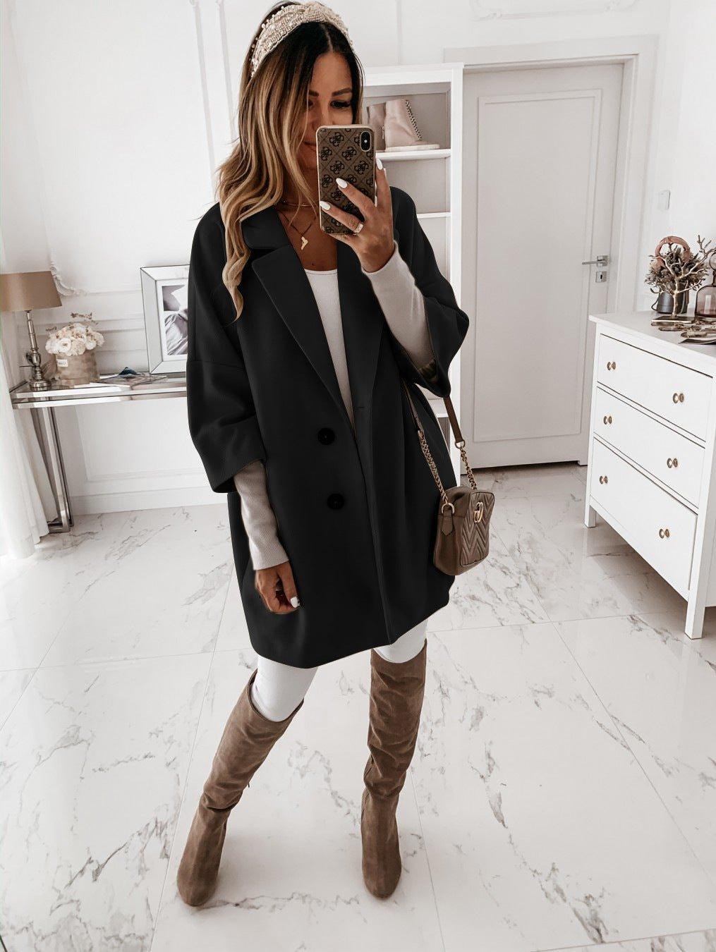 Katrina Oversized Cocoon Winter Coats for Women with Notched Lapel