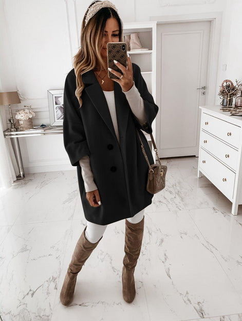 Katrina Oversized Cocoon Winter Coats for Women with Notched Lapel