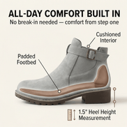 Women's Buckle-Strap Suede-Look Ankle Boots with Lug Sole
