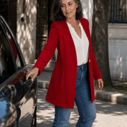 Linevalle Women's V-Neck Single-Button A-Line Tailored Blazer