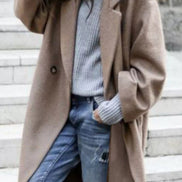 Oversized Long Winter Coat with Wide Sleeves in Wool Blend