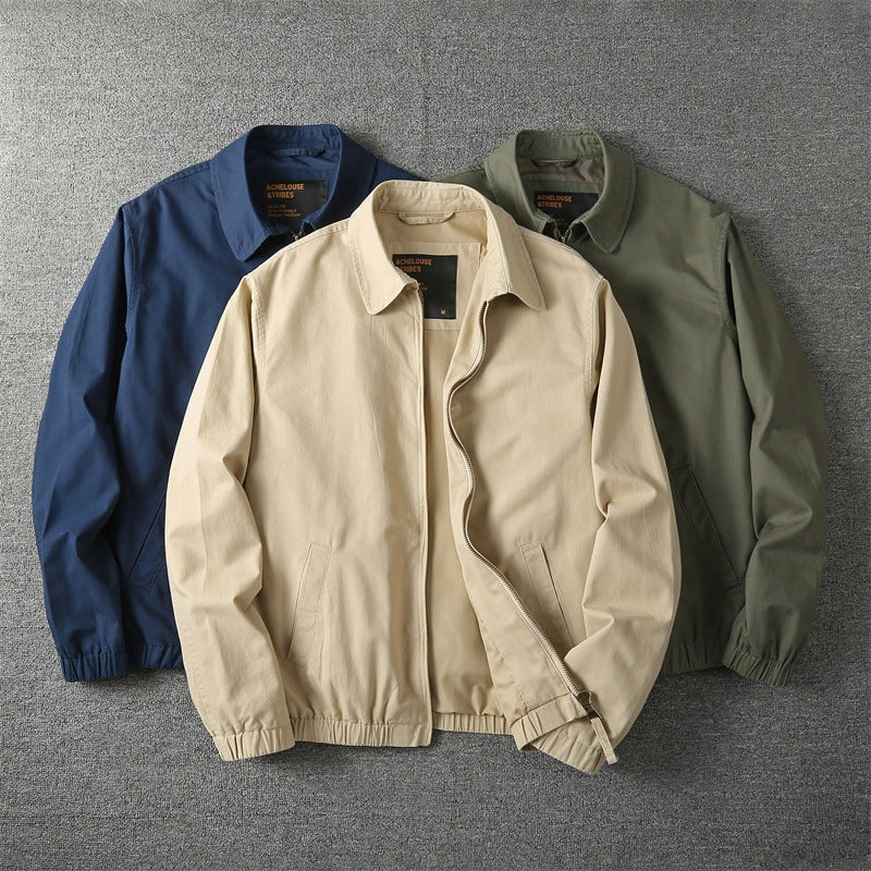 Lightweight Cotton Blend Mens Jackets with Classic Zip Front