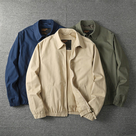Lightweight Cotton Blend Mens Jackets with Classic Zip Front