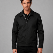 Lightweight Full Zip Mens Jacket with Checked Lining and Point Collar