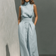 Sleeveless Wide-Leg Trouser Two Piece Set for Women