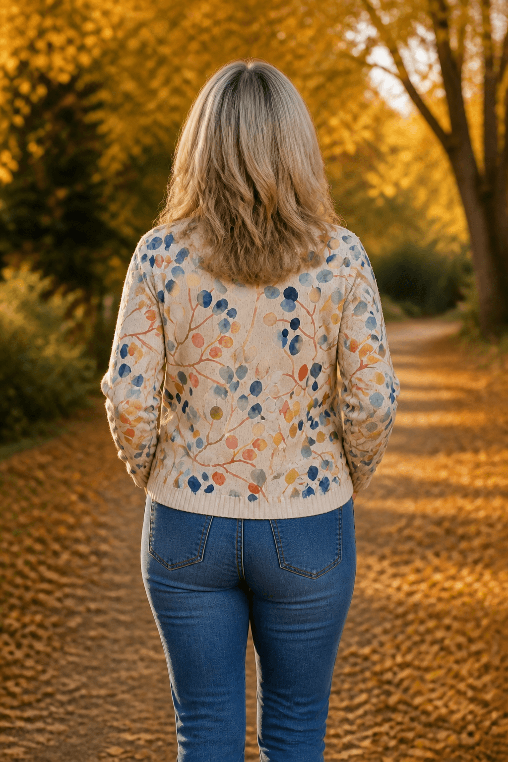Women's Botanical Print Zip-Up Knit Bomber Cardigan