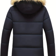 Drake Hooded Quilted Mens Puffer Jacket with Faux Fur Trim