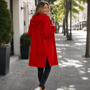 Women's Longline Hooded Zip-Up Jacket with Pockets