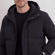 Polyester Hooded Puffer Jacket with Adjustable Hood for Men