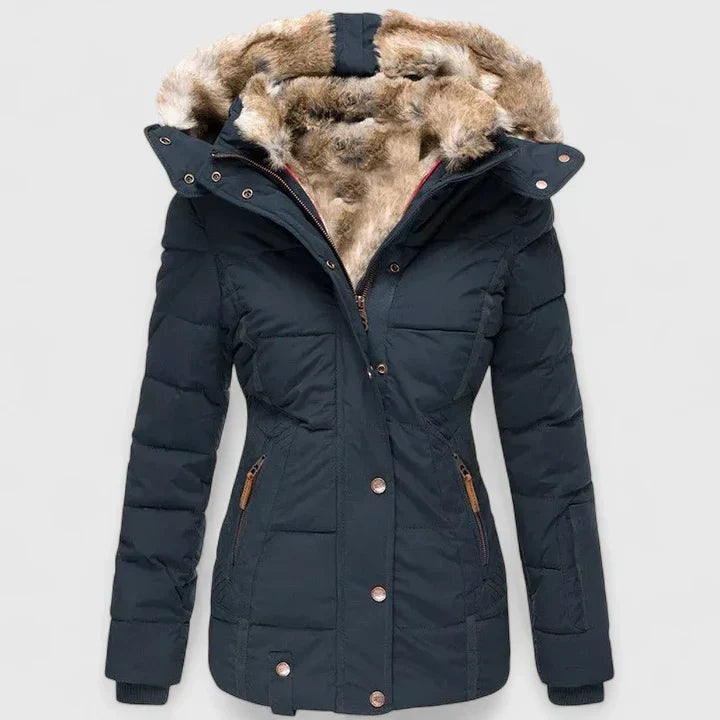 Veyzandra Faux Fur Hooded Padded Women's Winter Coat with Pockets