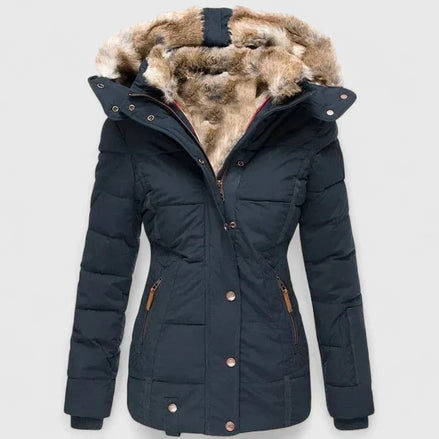 Veyzandra Faux Fur Hooded Padded Women's Winter Coat with Pockets