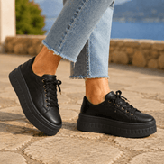 Women's Platform Cushioned Sneakers with Lace-Up Closure