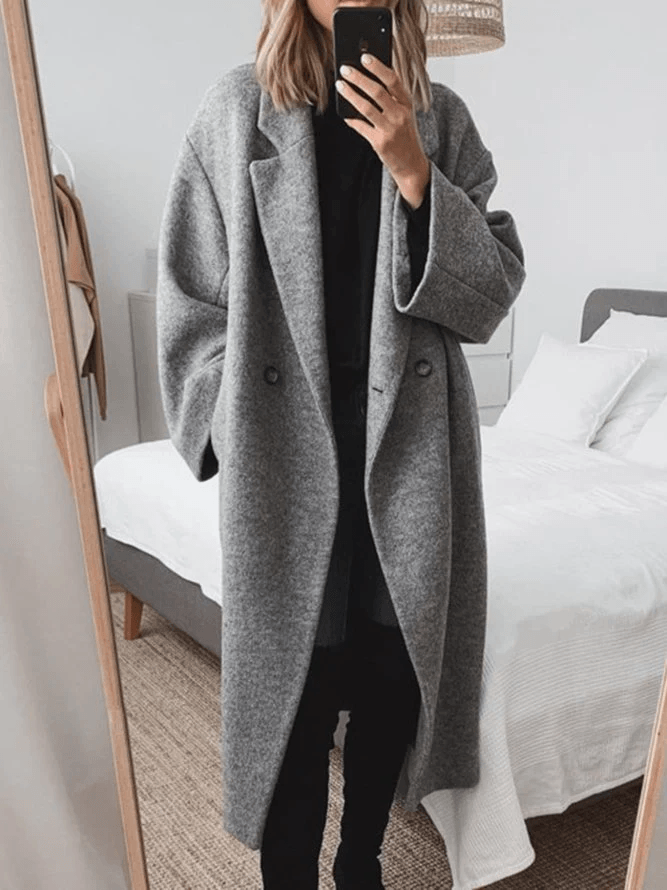 Adrienne Double-Breasted Oversized Women's Wool-Blend Winter Coat