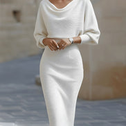 Clara Knit Bodycon Jumper Dress with Cowl Neck for Evening Wear
