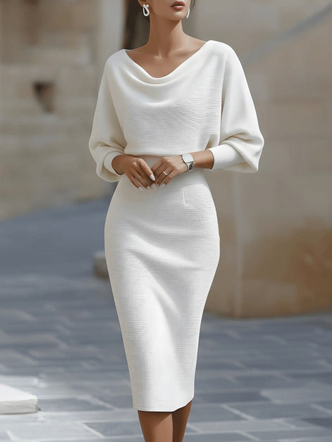 Clara Knit Bodycon Jumper Dress with Cowl Neck for Evening Wear