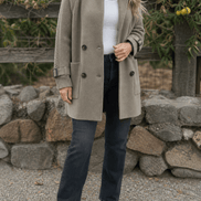 Isola Women's Cable-Knit Sleeve Double-Breasted Longline Winter Coat