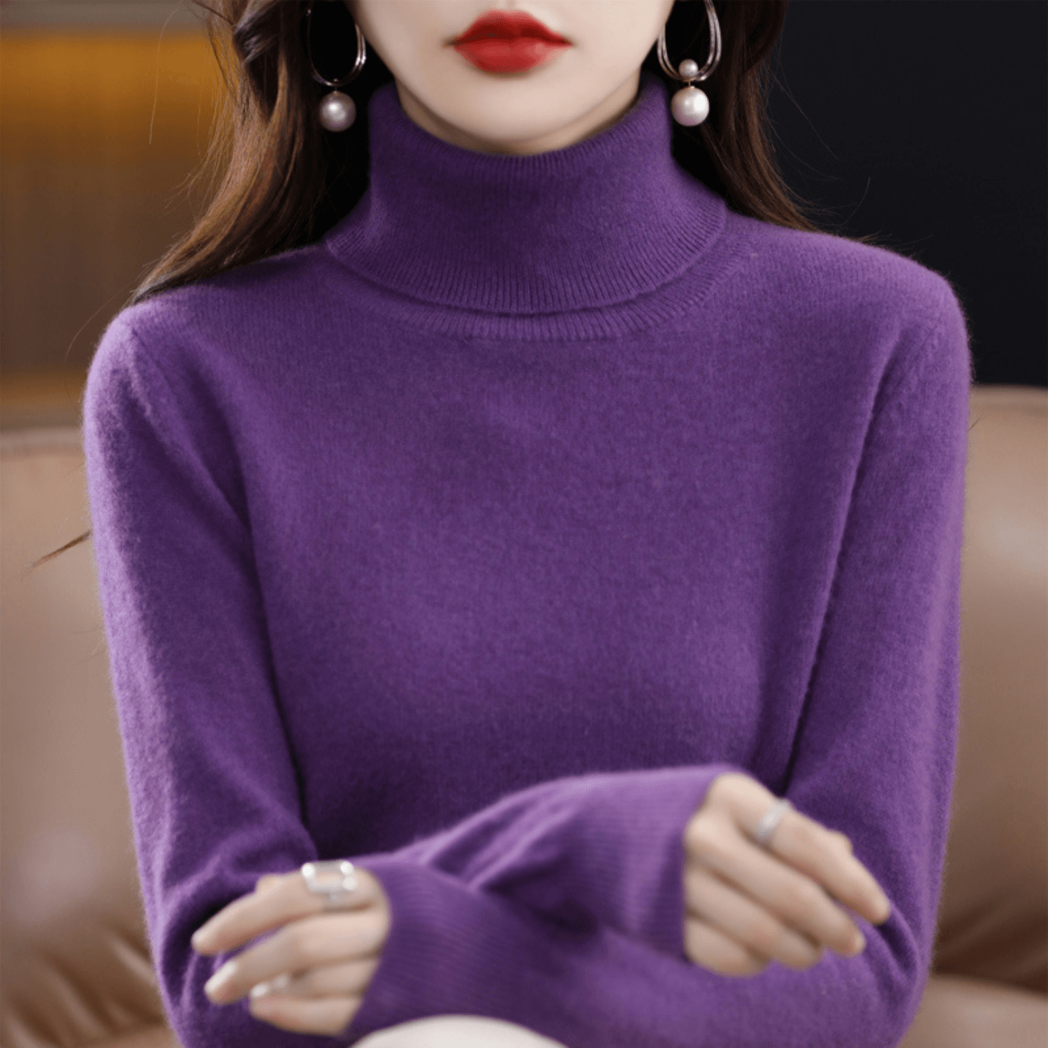 Elena Knitted Turtleneck Jumper for Ladies Christmas Jumpers Season
