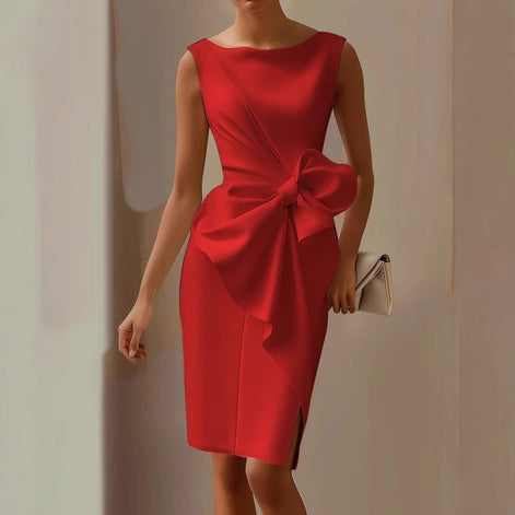 Matilda Bow Detail Bodycon Cocktail Midi Dress