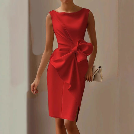 Matilda Bow Detail Bodycon Cocktail Midi Dress